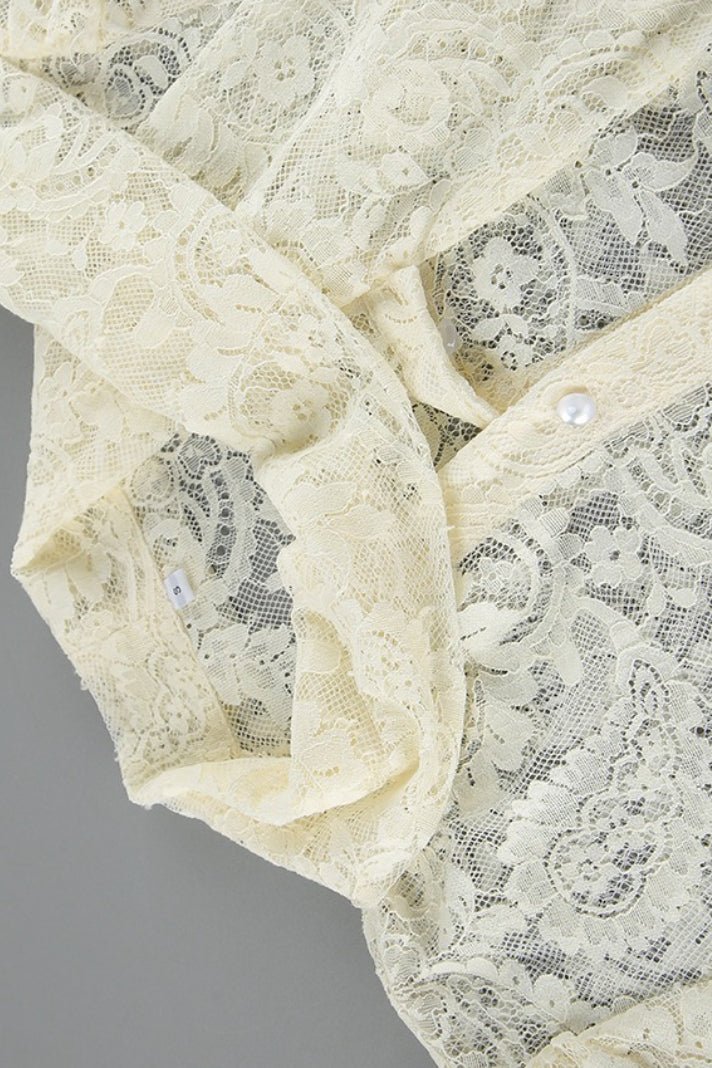 Dunja Sheer Lace Tie Blouse