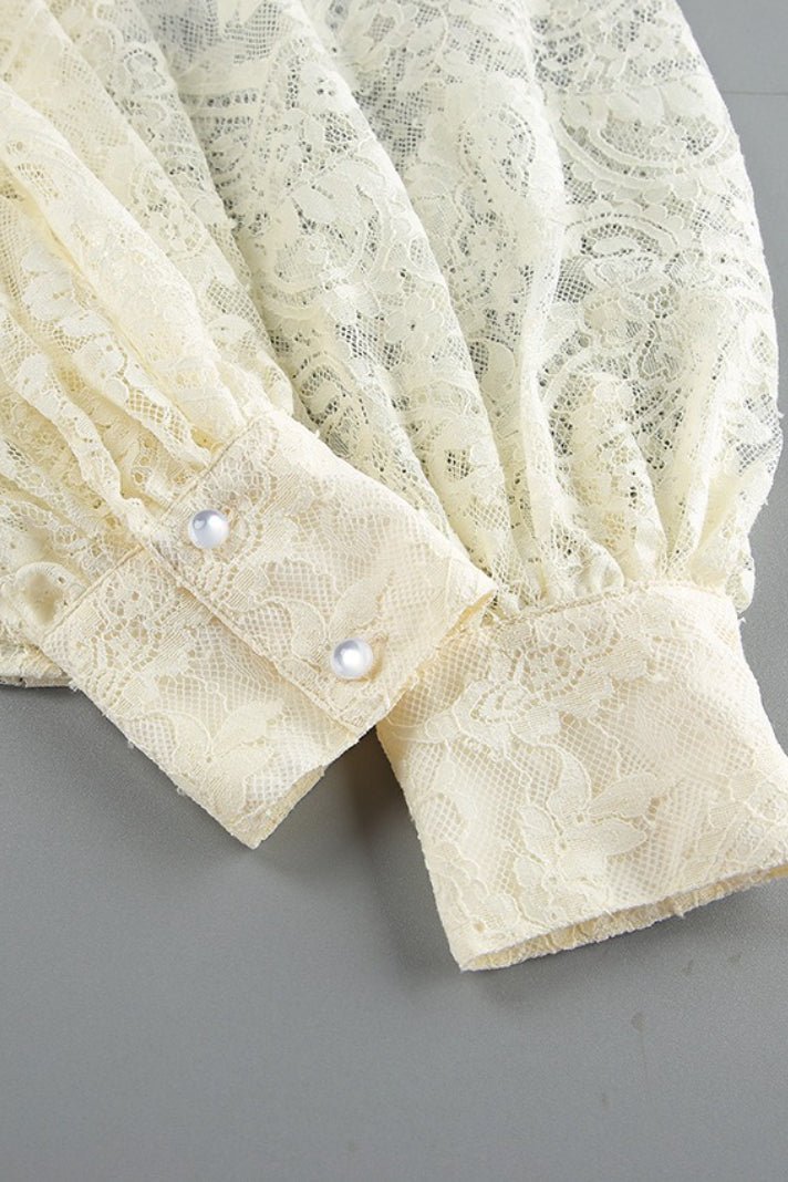 Dunja Sheer Lace Tie Blouse