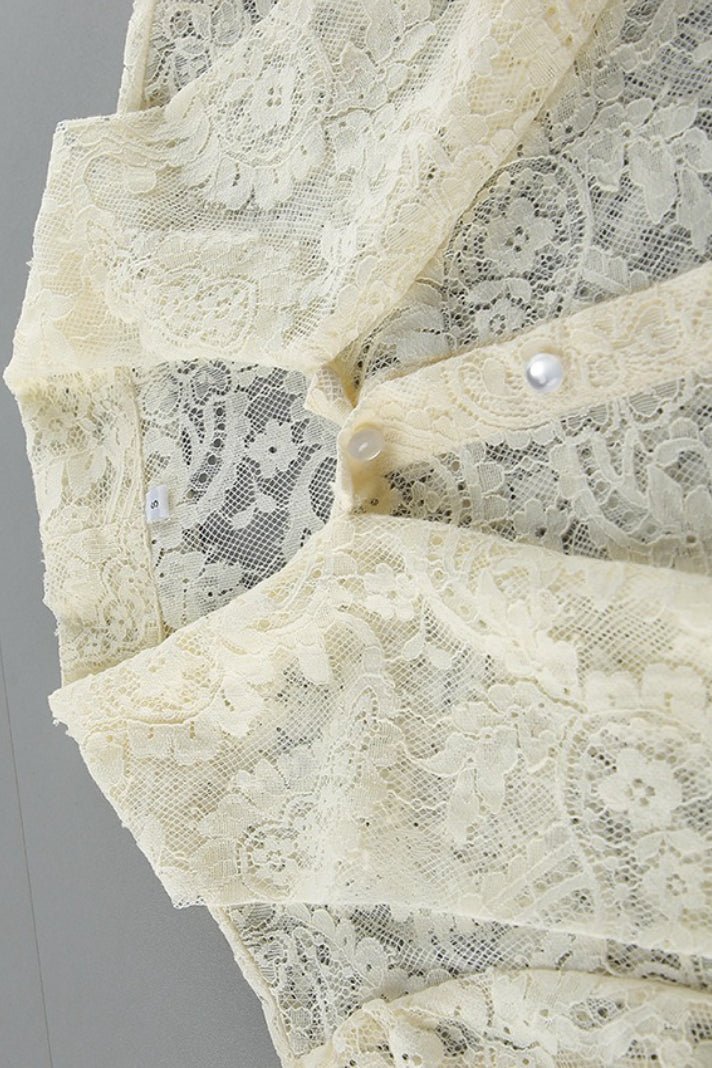 Dunja Sheer Lace Tie Blouse