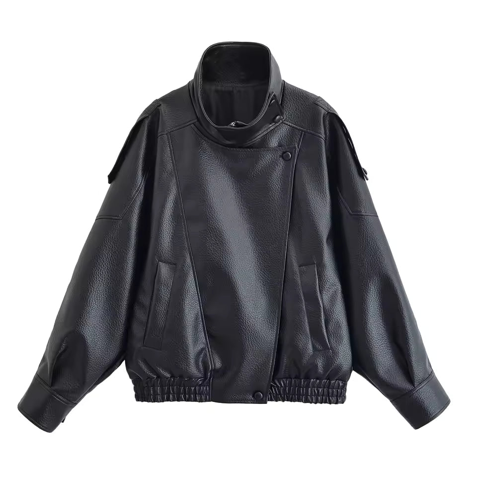 Chaqueta asimétrica con botones y bolsillos Elena