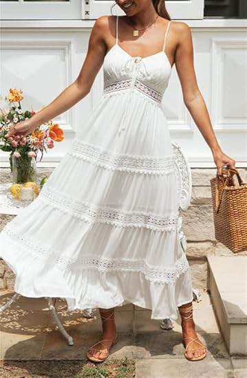 Vestido largo de verano Elena, sin mangas y de estilo bohemio