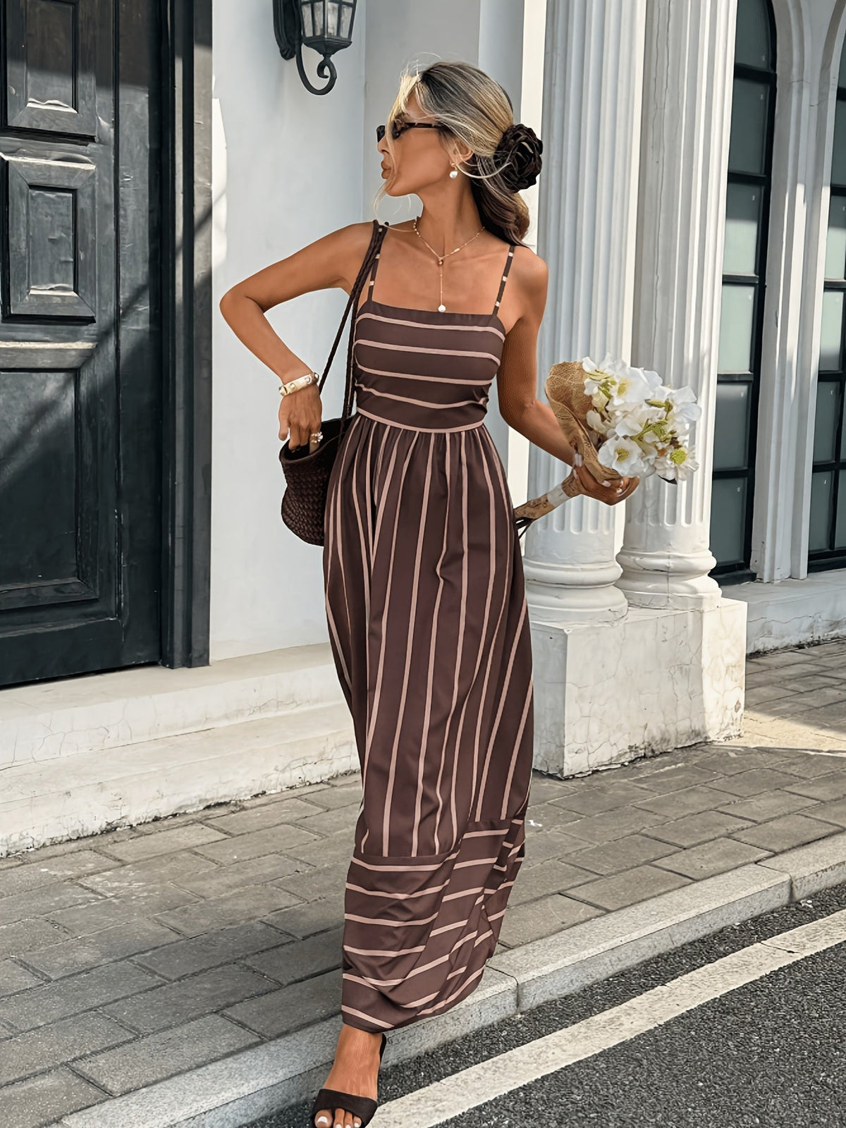 Vestido lencero de lino a rayas Elena