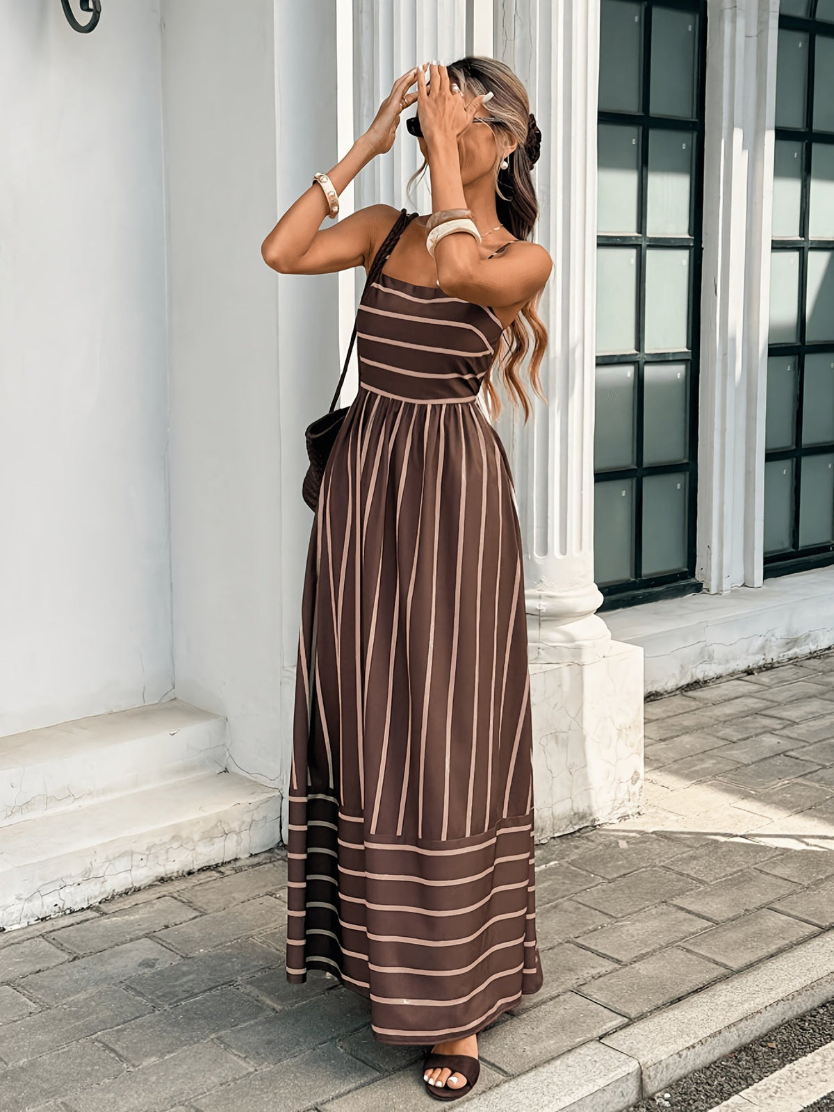 Vestido lencero de lino a rayas Elena