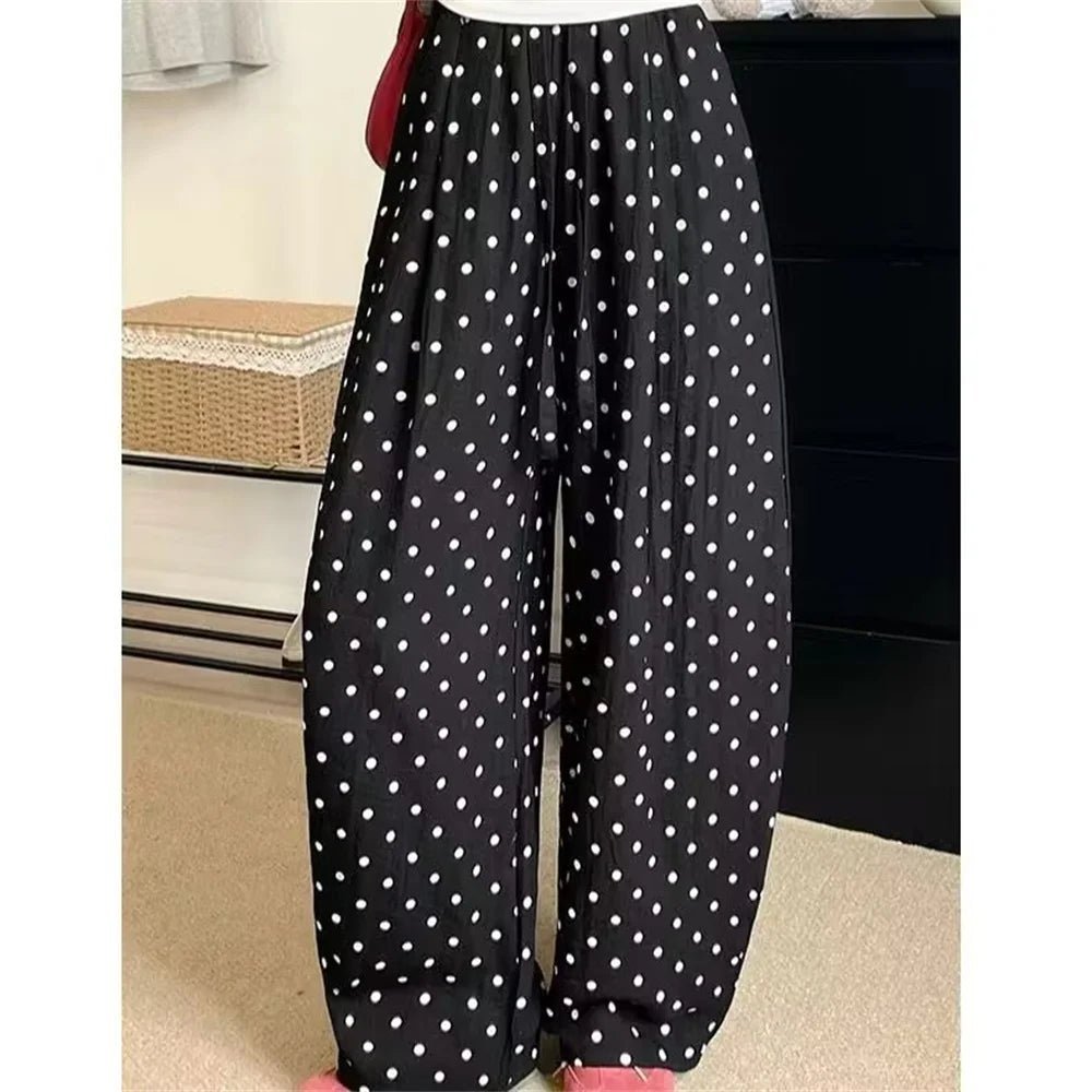 Pantalones de lino de pierna ancha con lunares Elizabeth