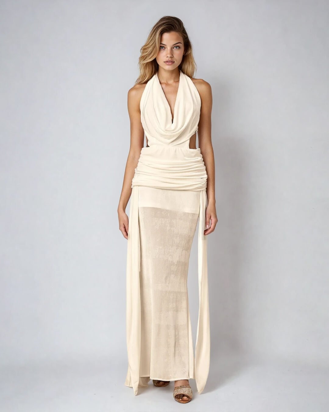 Vestido largo halter con espalda descubierta Elyse