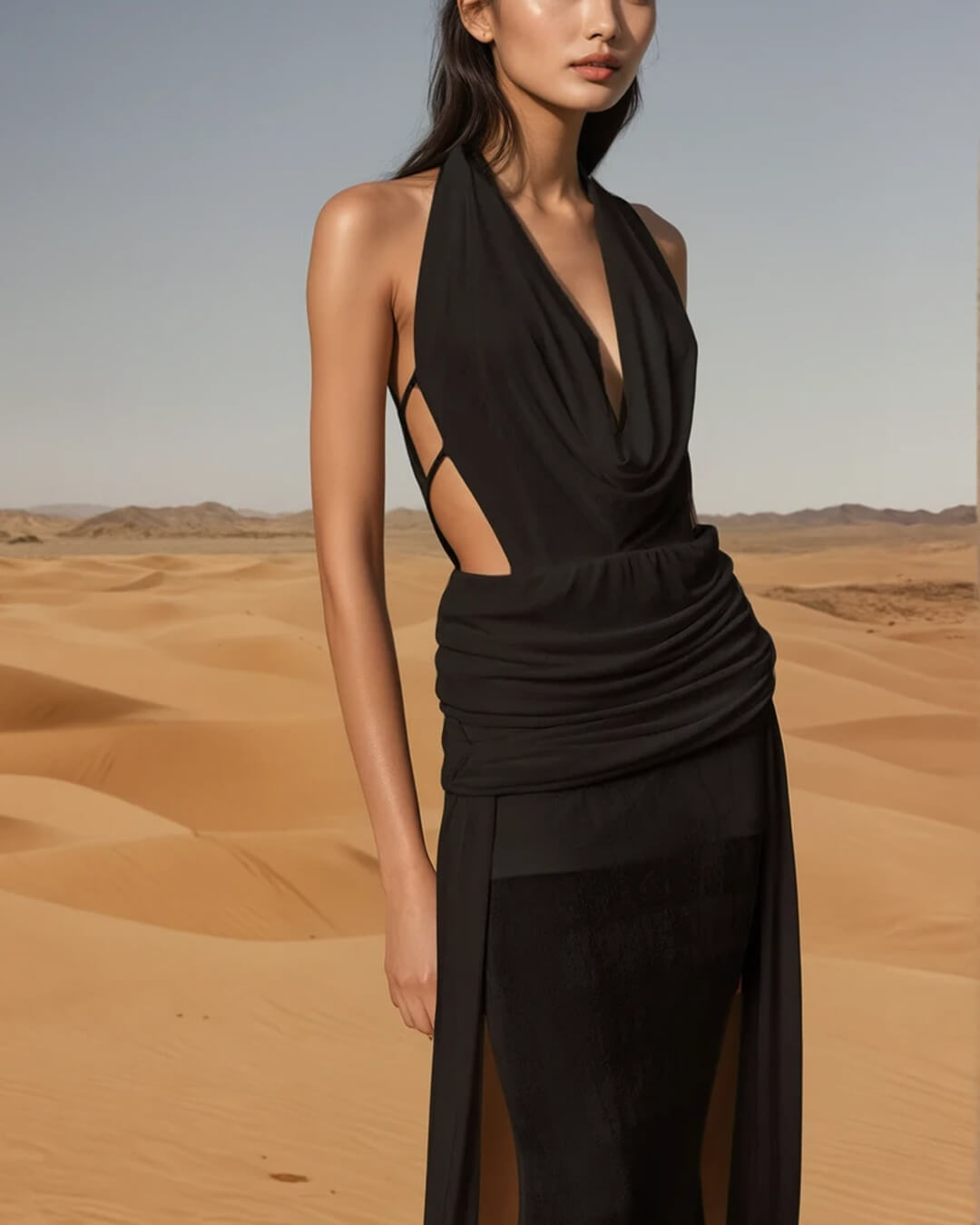 Vestido largo halter con espalda descubierta Elyse
