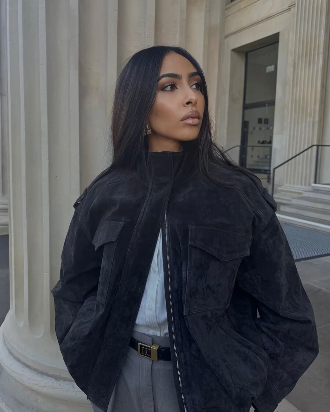 Chaqueta bomber de ante Elyssa