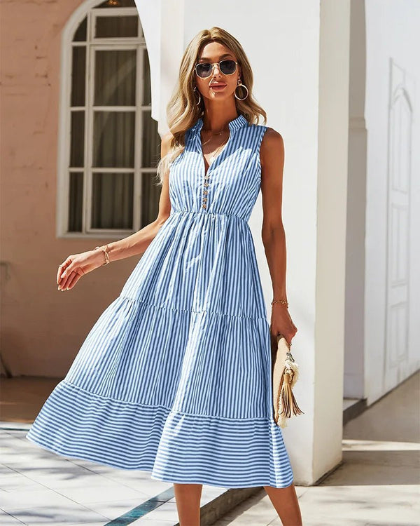 Vestido camisero Emilia a rayas y sin mangas
