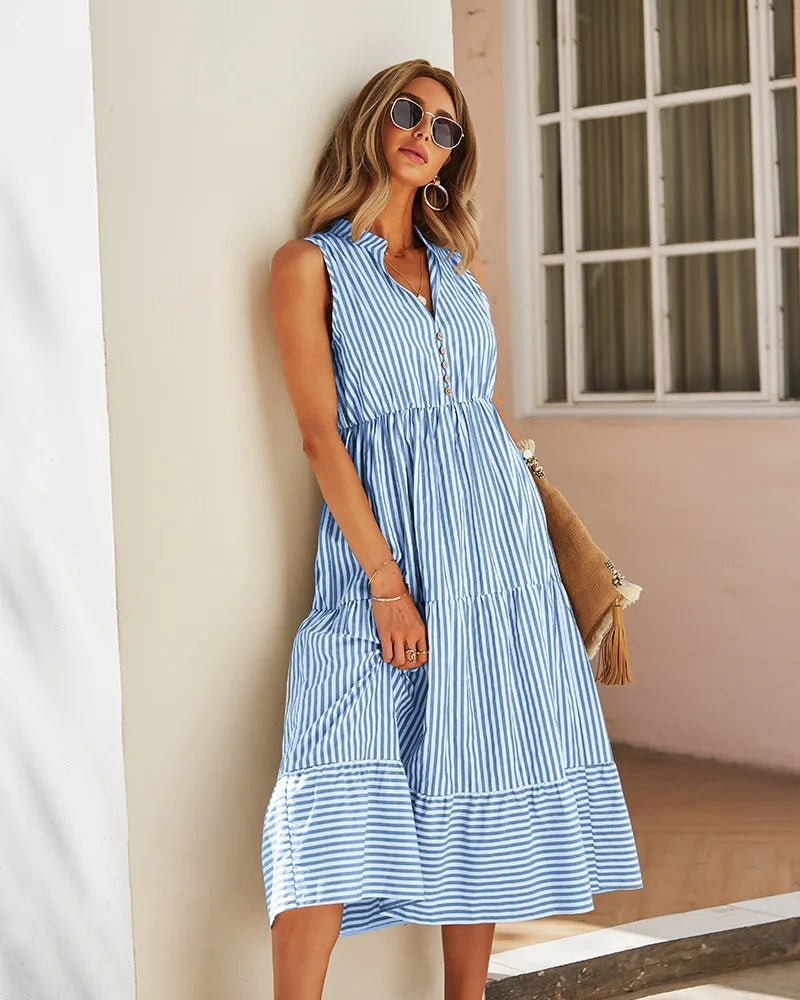 Vestido camisero Emilia a rayas y sin mangas