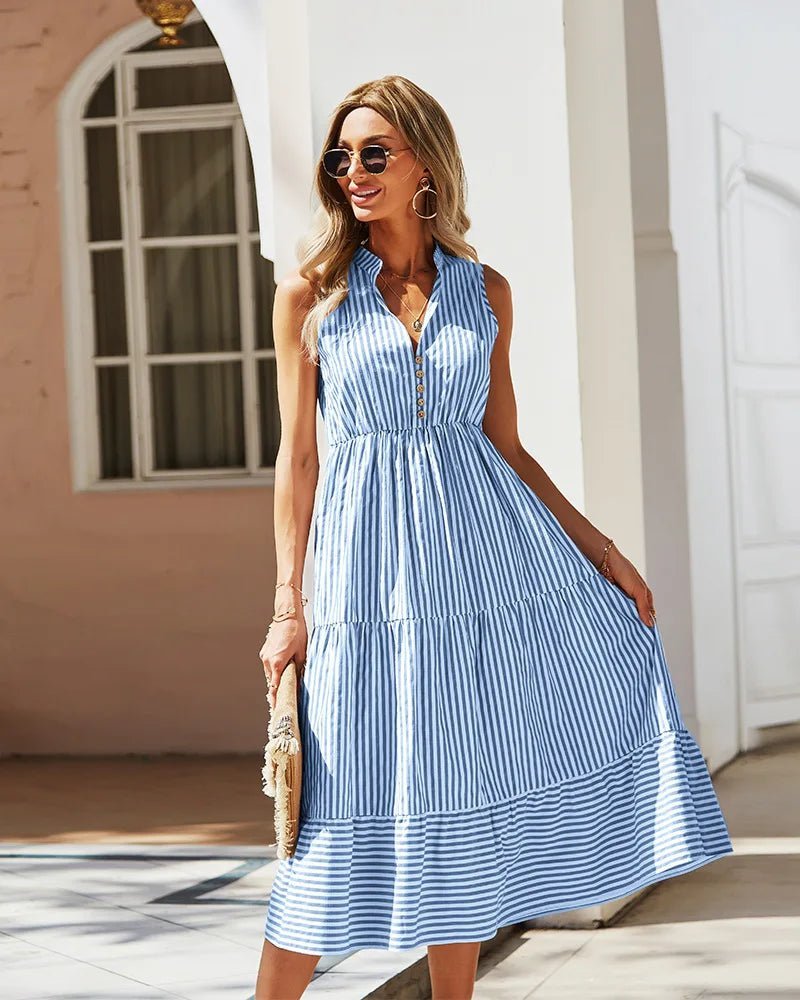 Vestido camisero Emilia a rayas y sin mangas