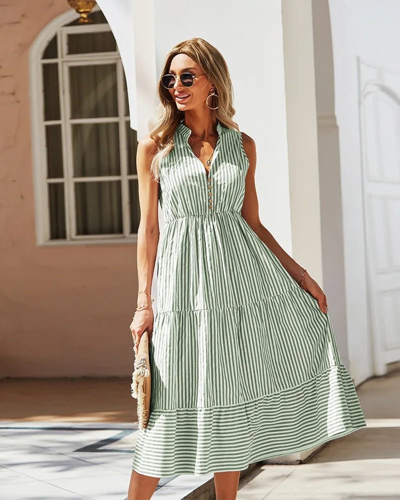 Vestido camisero Emilia a rayas y sin mangas
