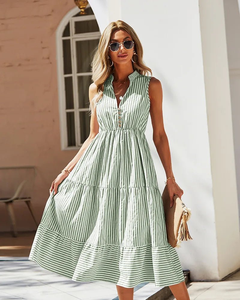 Vestido camisero Emilia a rayas y sin mangas