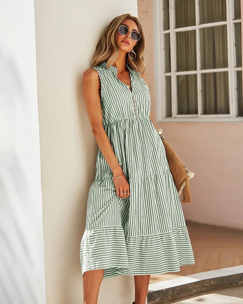 Vestido camisero Emilia a rayas y sin mangas