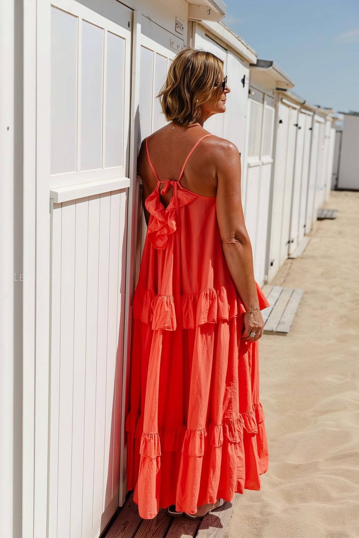 Vestido largo Emiliana fluido con bajo de volantes