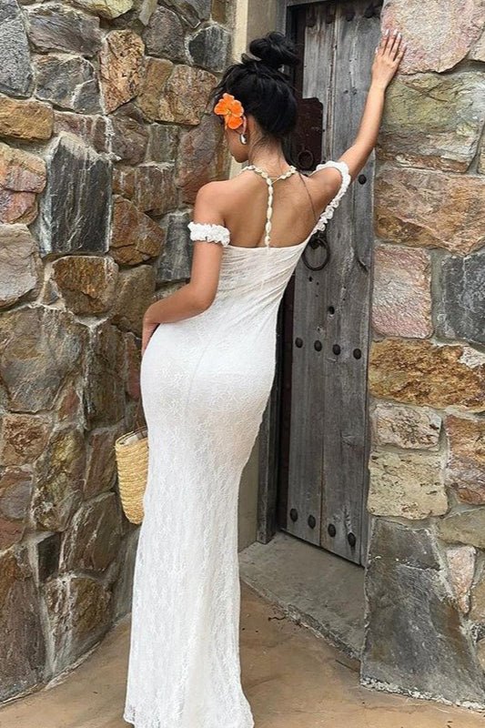 Vestido largo de encaje con tirantes finos Emma