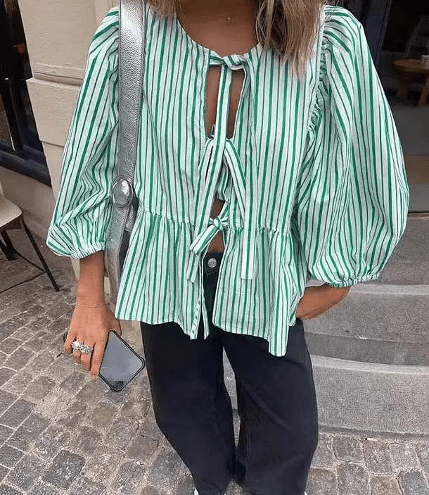 Blusa a rayas con mangas abullonadas Emma