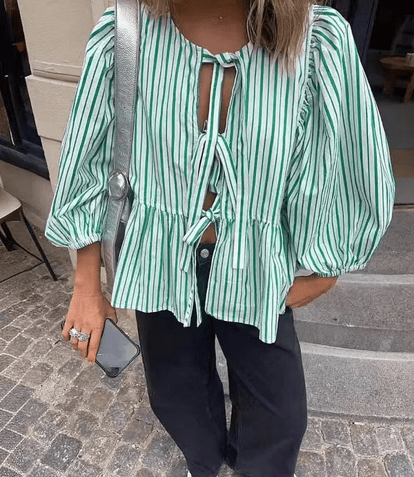 Blusa a rayas con mangas abullonadas Emma