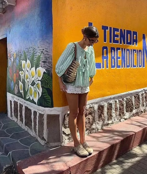 Blusa a rayas con mangas abullonadas Emma