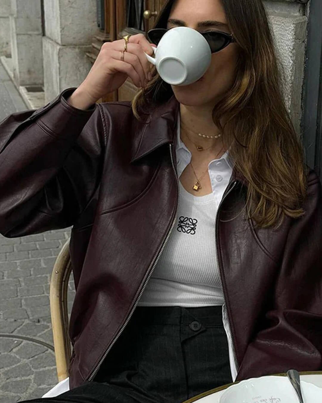 Chaqueta de cuero con cremallera Erika