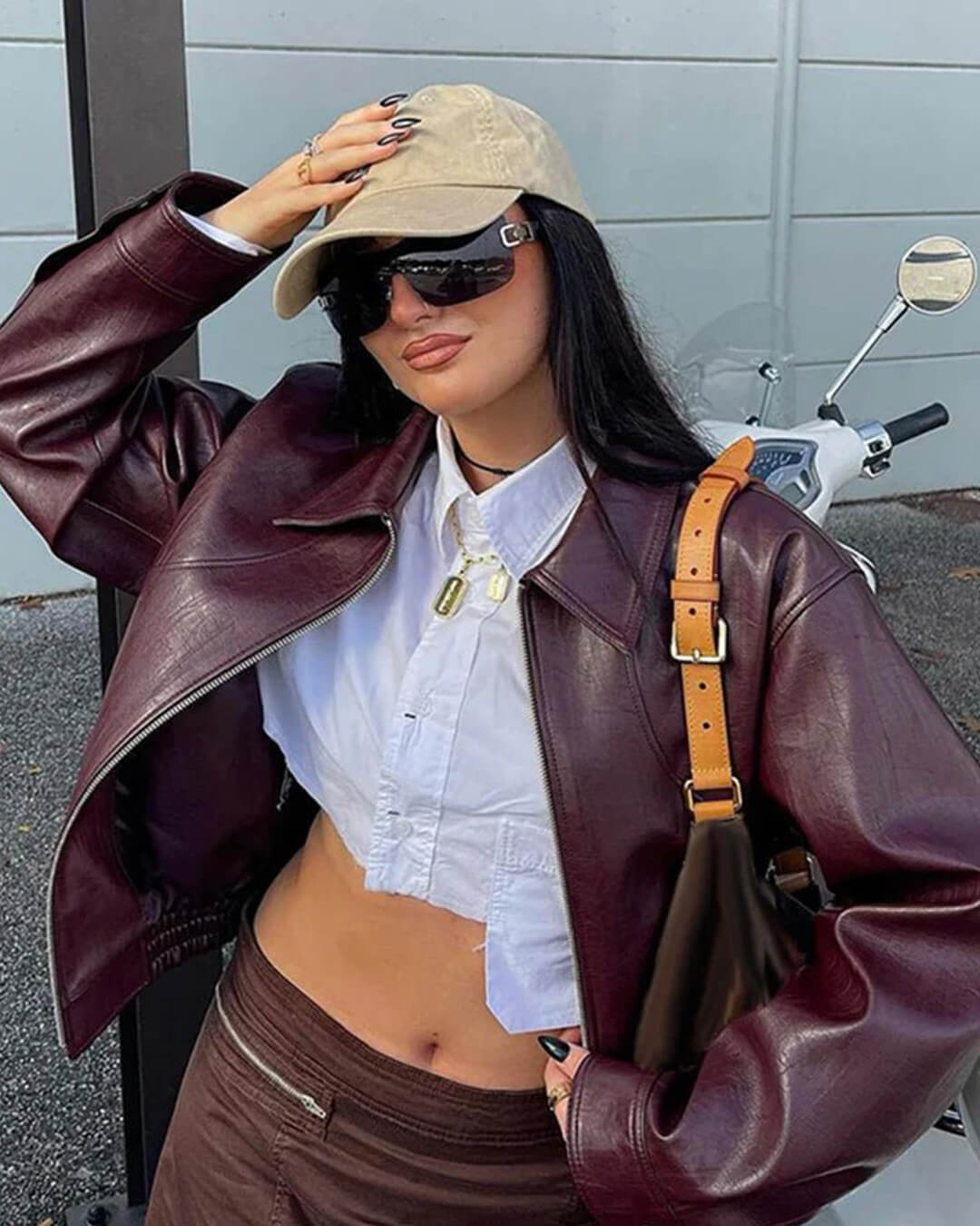 Chaqueta de cuero con cremallera Erika