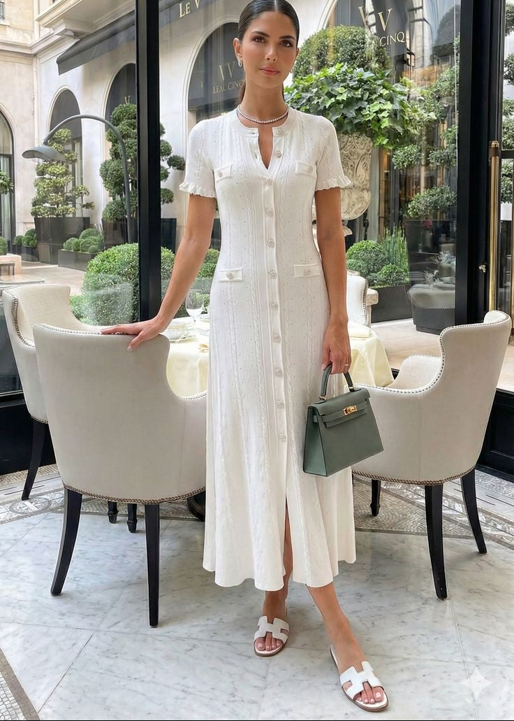 Vestido midi de punto con botones delanteros Erlinda