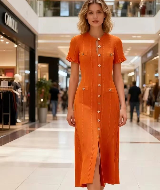 Vestido midi de punto con botones delanteros Erlinda
