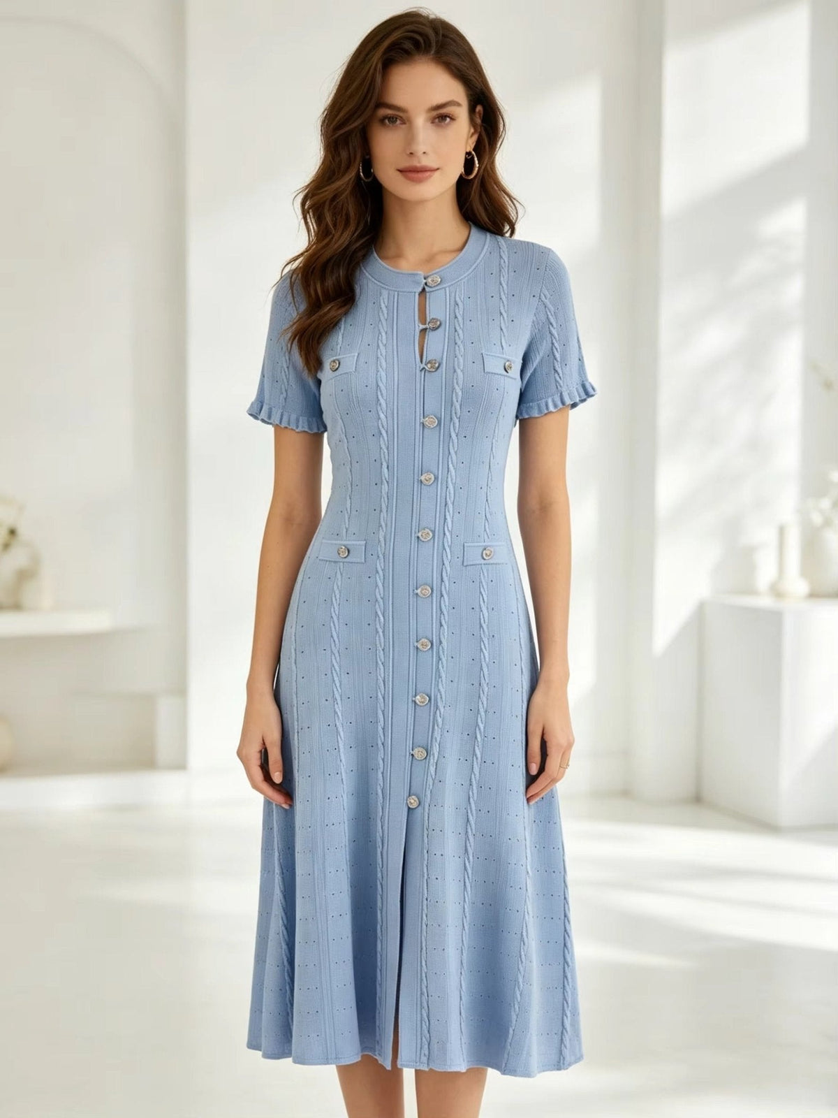 Vestido midi de punto con botones delanteros Erlinda