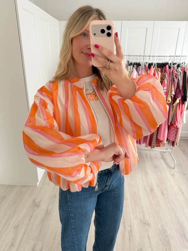 Chaqueta bomber de rayas Eva
