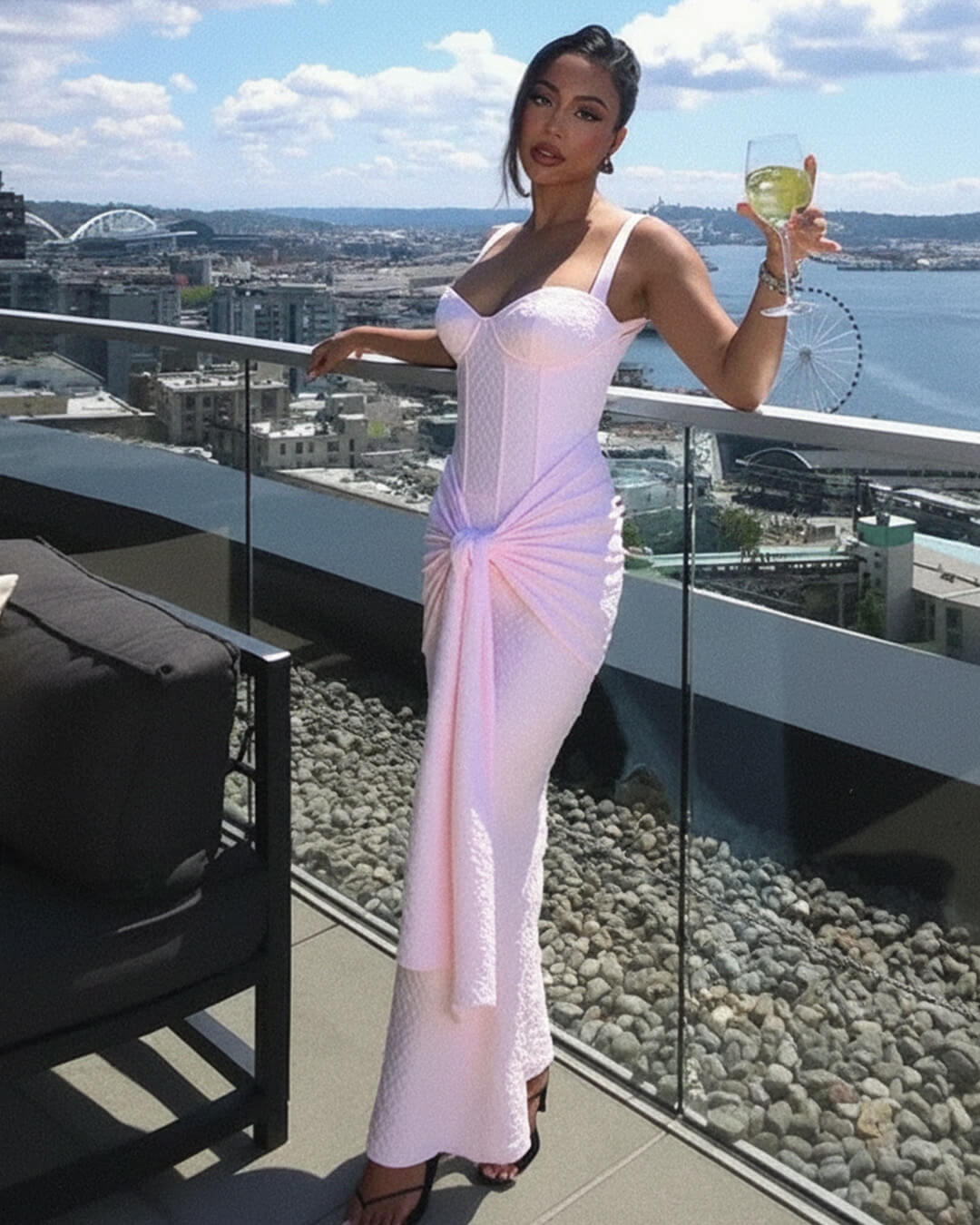 Vestido largo tipo corsé sin mangas Evette