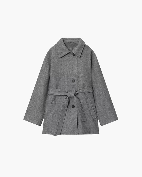 Abrigo de lana sintética Felly con cinturón