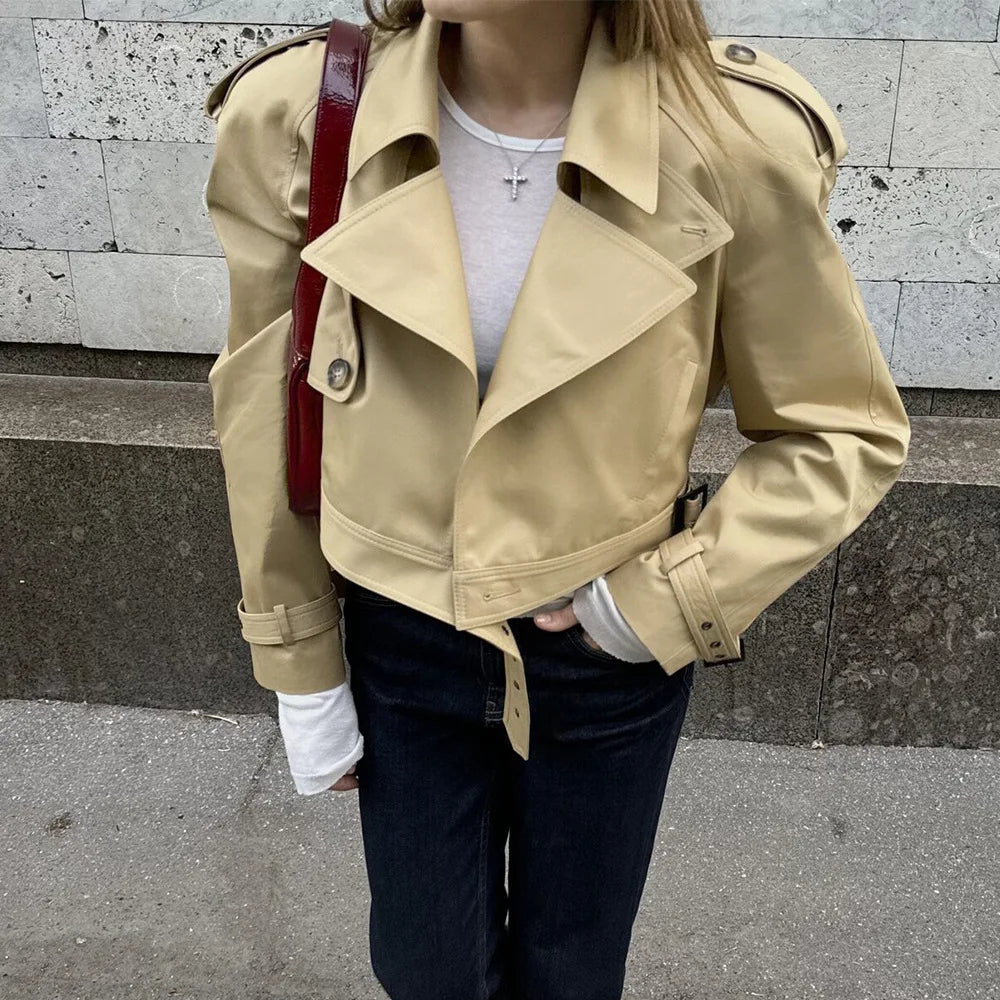 Chaqueta corta tipo gabardina caqui Fern