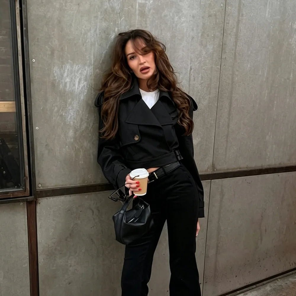 Chaqueta corta tipo gabardina caqui Fern
