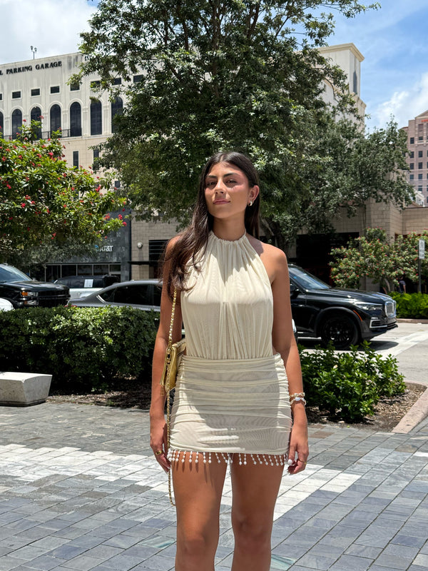 Minivestido Fiona fruncido con espalda descubierta