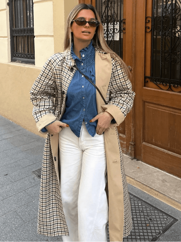 Abrigo largo Florence reversible de cuadros