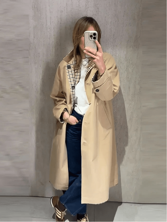 Abrigo largo Florence reversible de cuadros