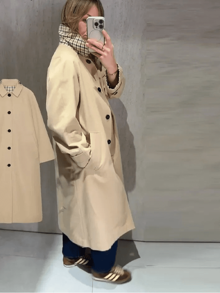 Abrigo largo Florence reversible de cuadros
