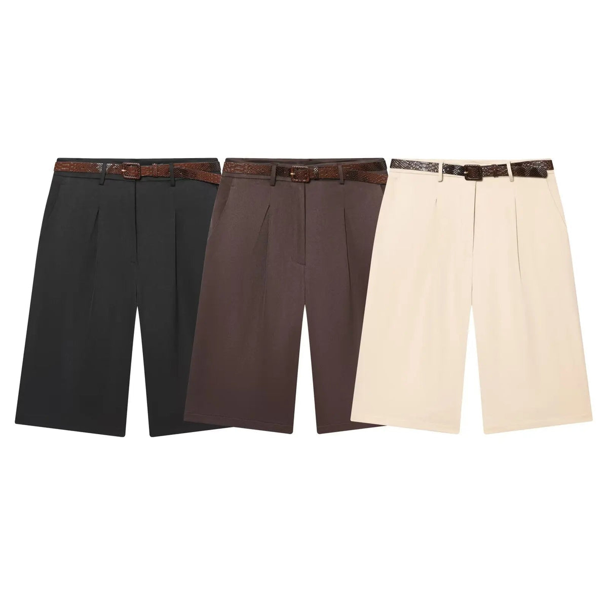 Pantalones cortos bermuda Florentine de cintura alta con cinturón