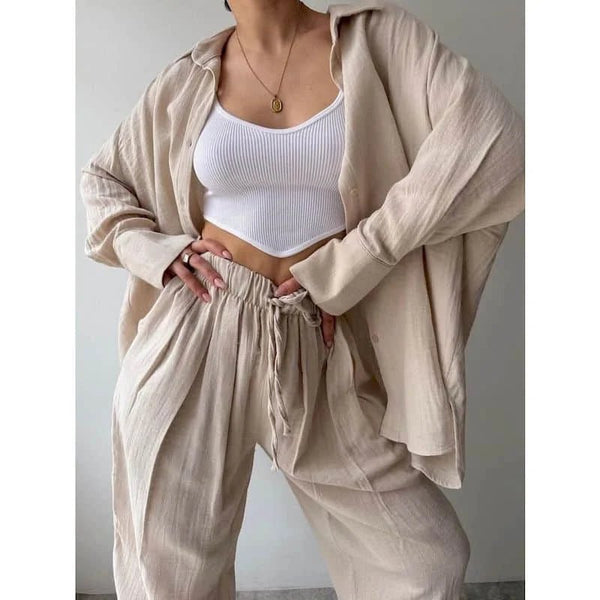 Conjunto de manga larga con solapas y pantalón Frances