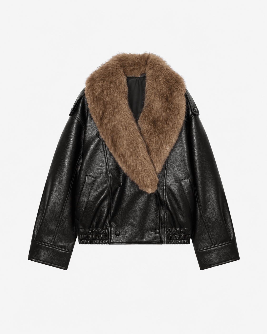 Chaqueta de cuero sintético Francesca con cuello de piel desmontable