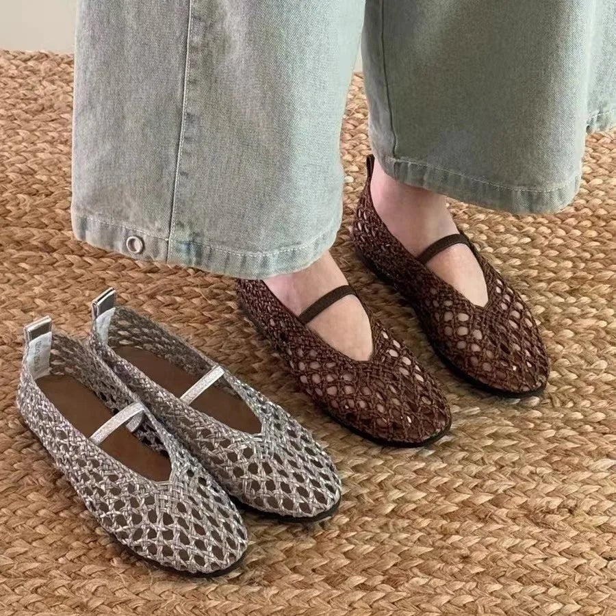 Zapatos planos tejidos calados Francesca