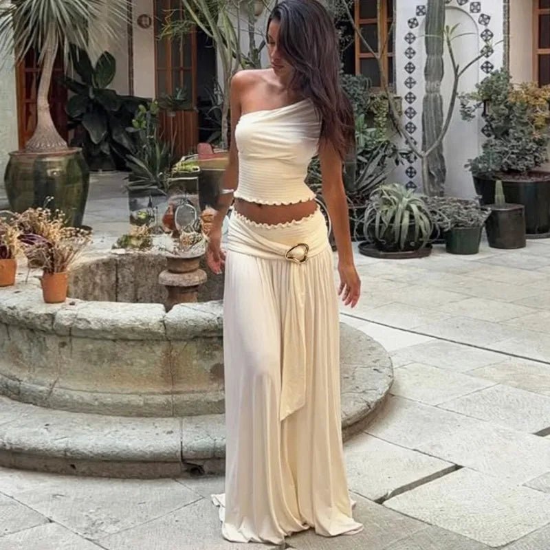 Conjunto de falda larga con cinturón Gaia