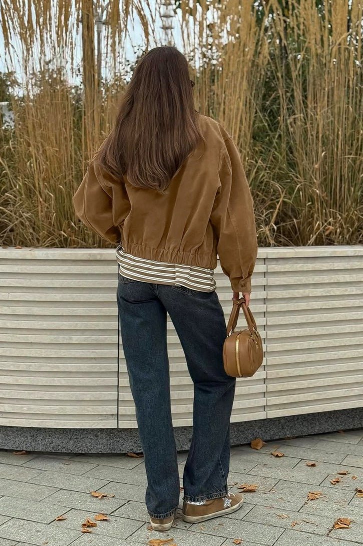 Chaqueta holgada de ante con cremallera Genoveva