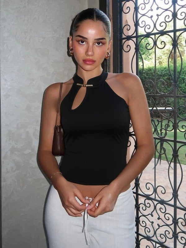 Top corto Gerda de cuello halter con aberturas