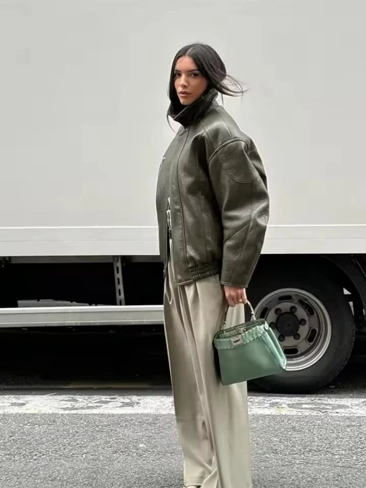 Chaqueta bomber de piel sintética Gina