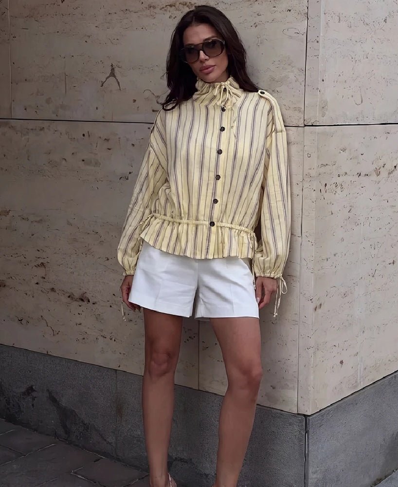 Chaqueta a rayas con cuello alto Gina