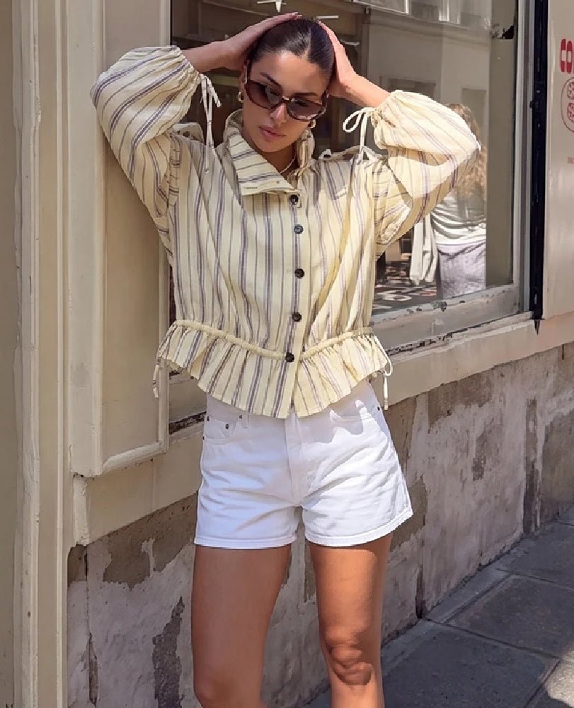 Chaqueta a rayas con cuello alto Gina