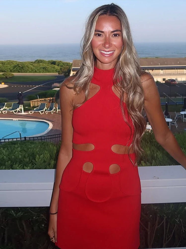 Vestido corto halter de hombros descubiertos Gisele