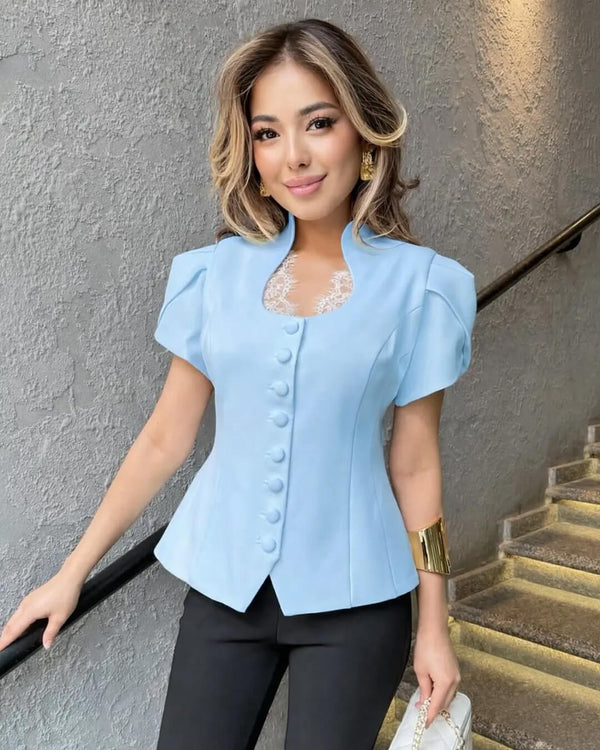 Top con cuello mao y botones delanteros Gloria