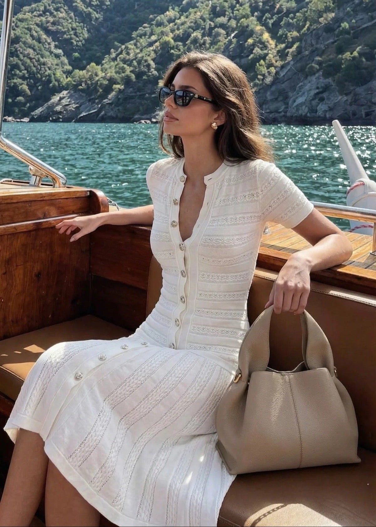 Vestido largo de punto de corte ajustado Hannelore
