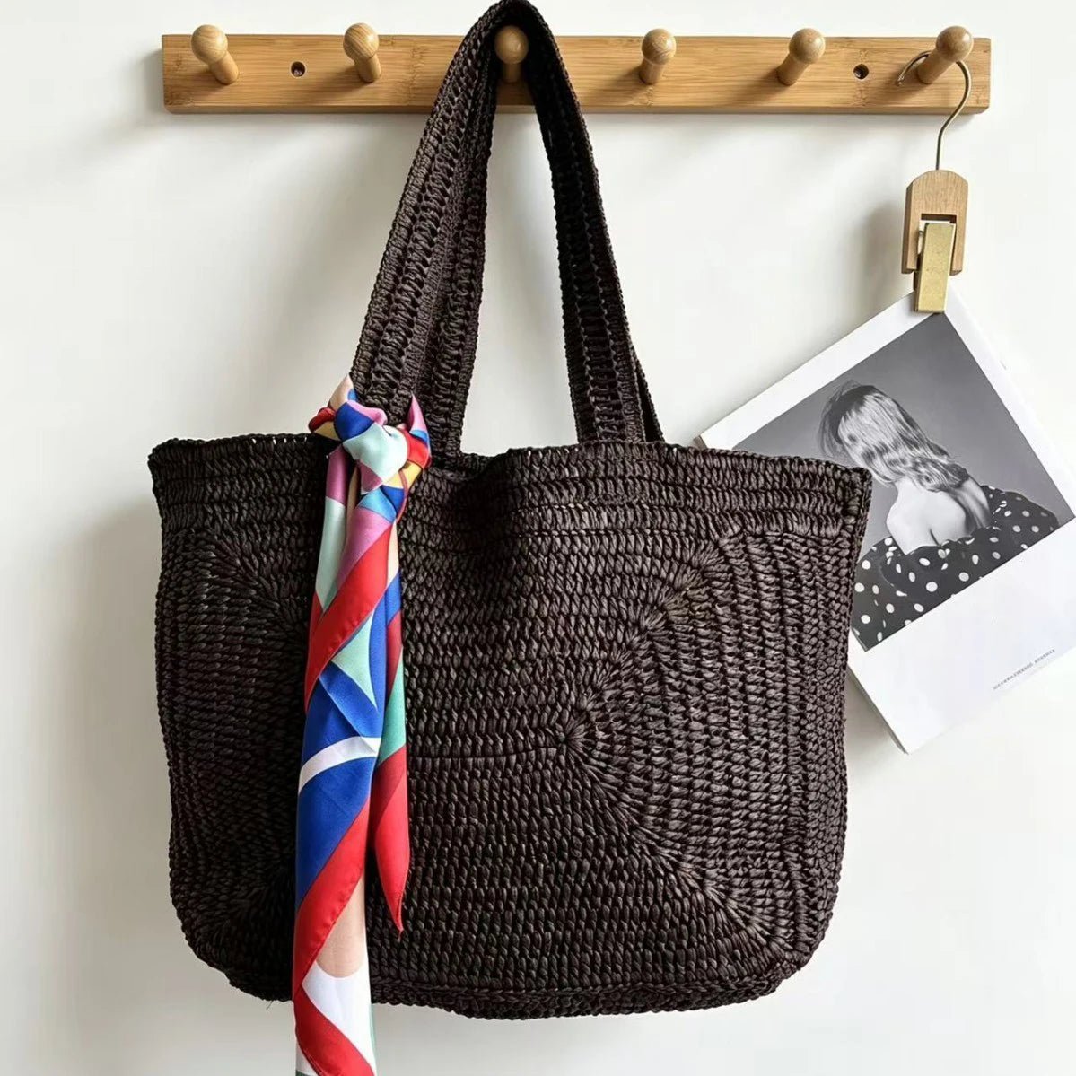 Bolso tote de playa tejido de estilo bohemio Hannie
